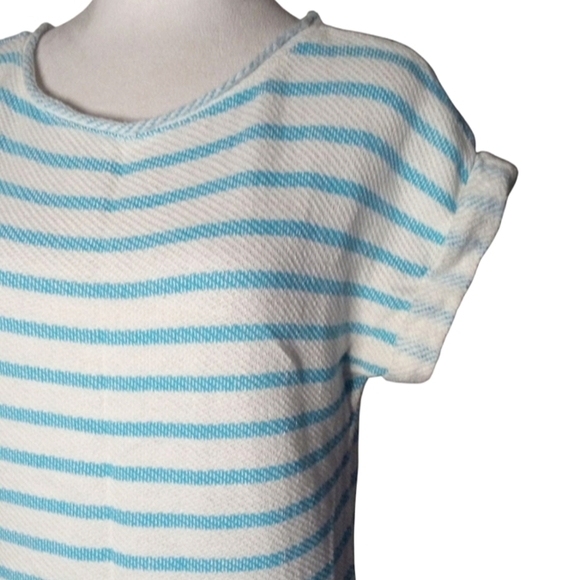 Lou & Grey Blue White Stripe Cotton French Terry Midi Length Dress Size Small - Picture 4 of 9